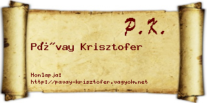 Pávay Krisztofer névjegykártya
